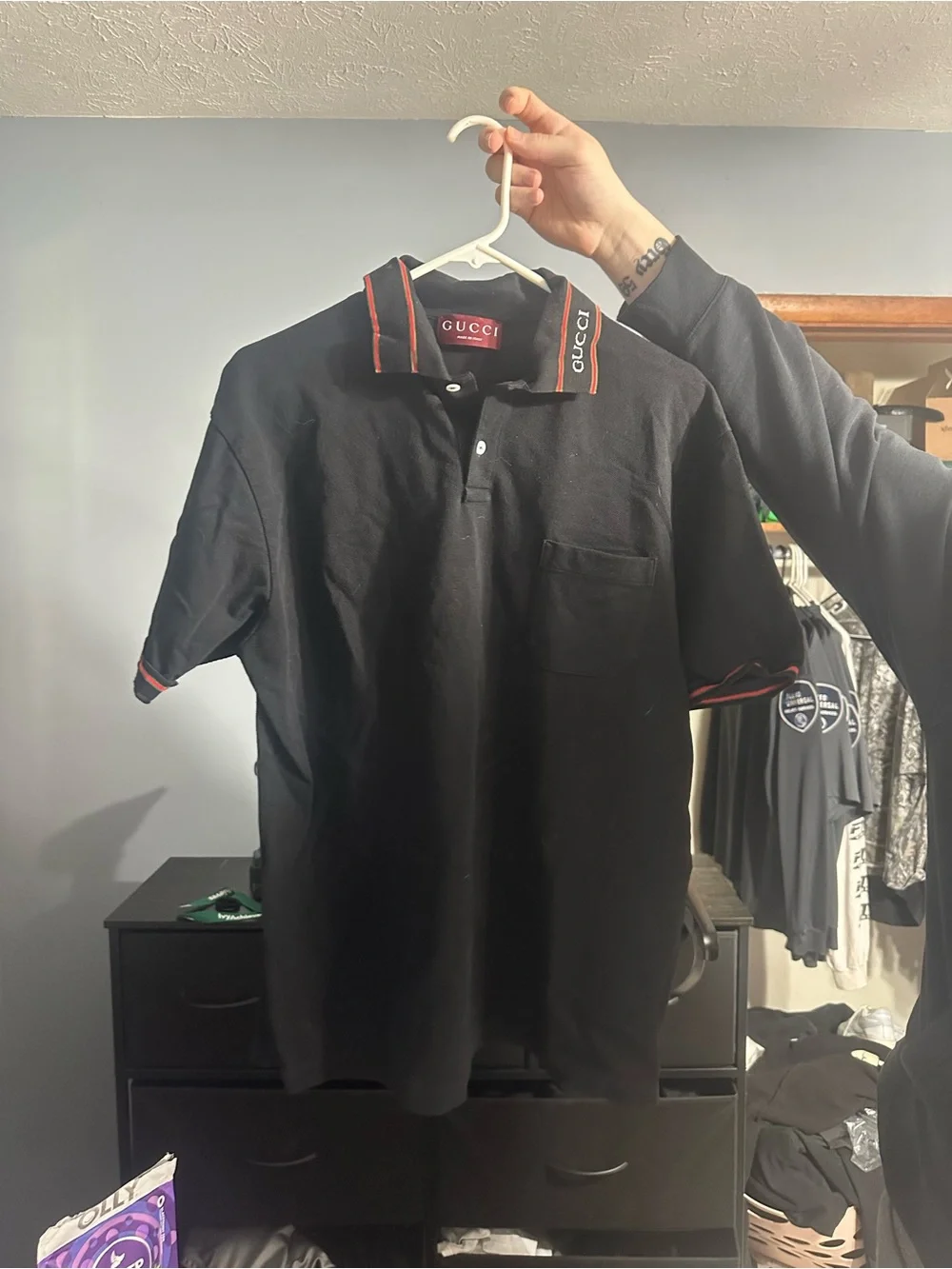 Gucci Black Polo with Red Accent Trim